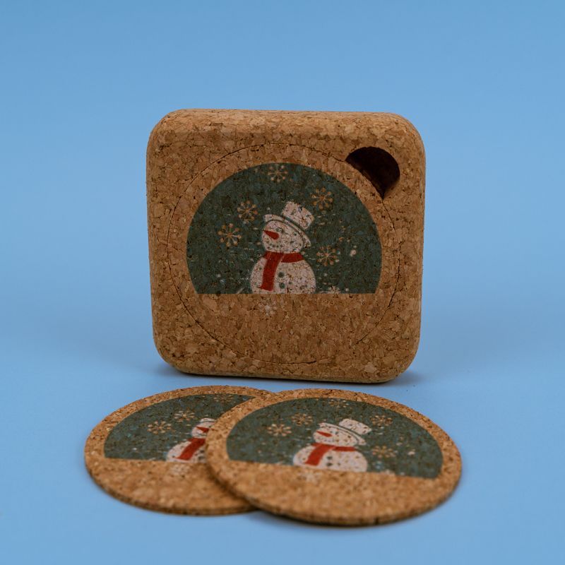 Conjunto 4 Bases de Copos Boneco de Neve