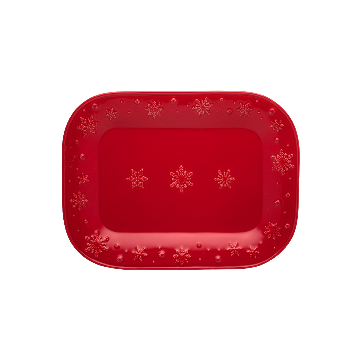Tabuleiro Grande Snowflakes Vermelho - Bordallo Pinheiro