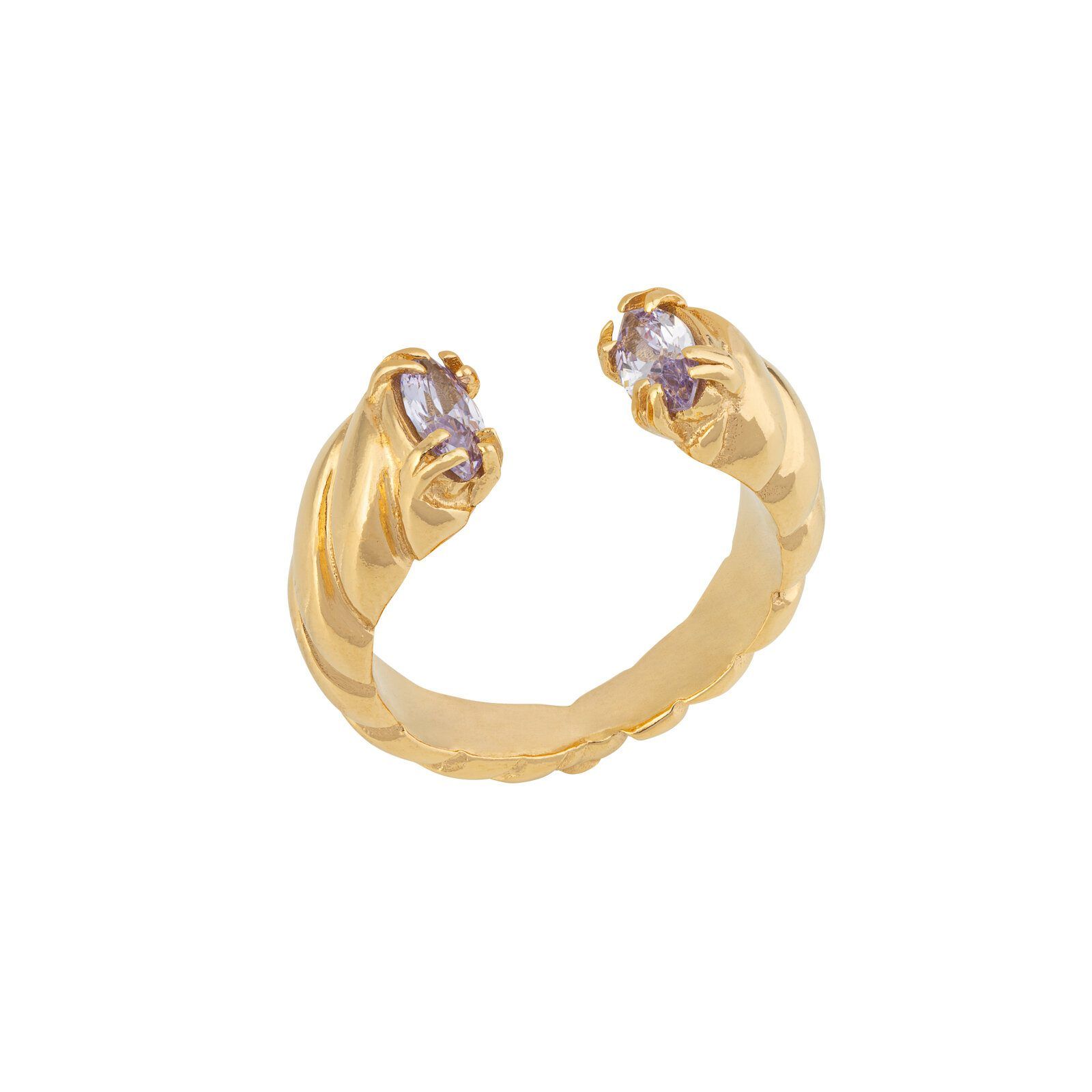 Twisted stones ring - unique design with intertwined stones