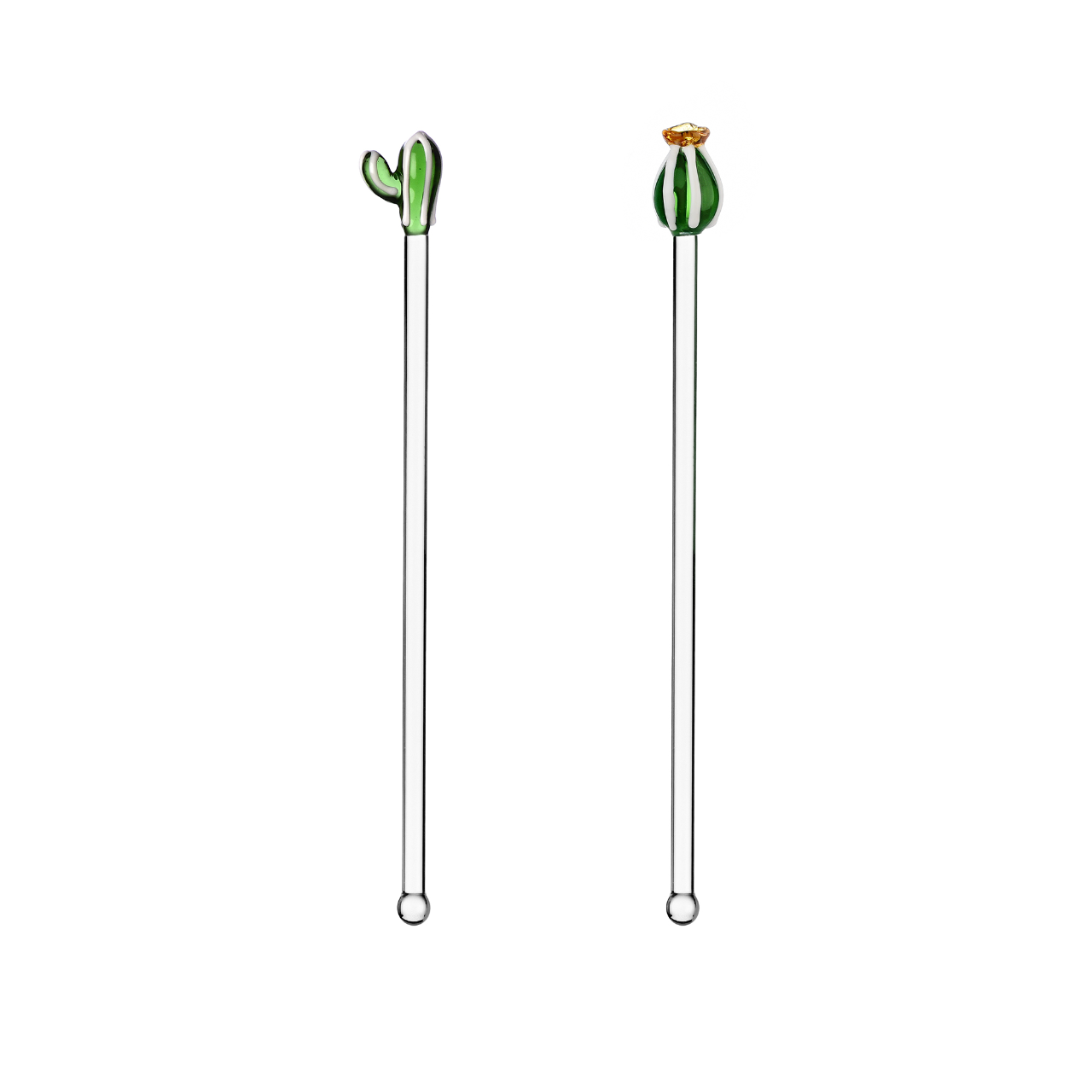 Set of 2 green and amber Flower Cactus mixers
