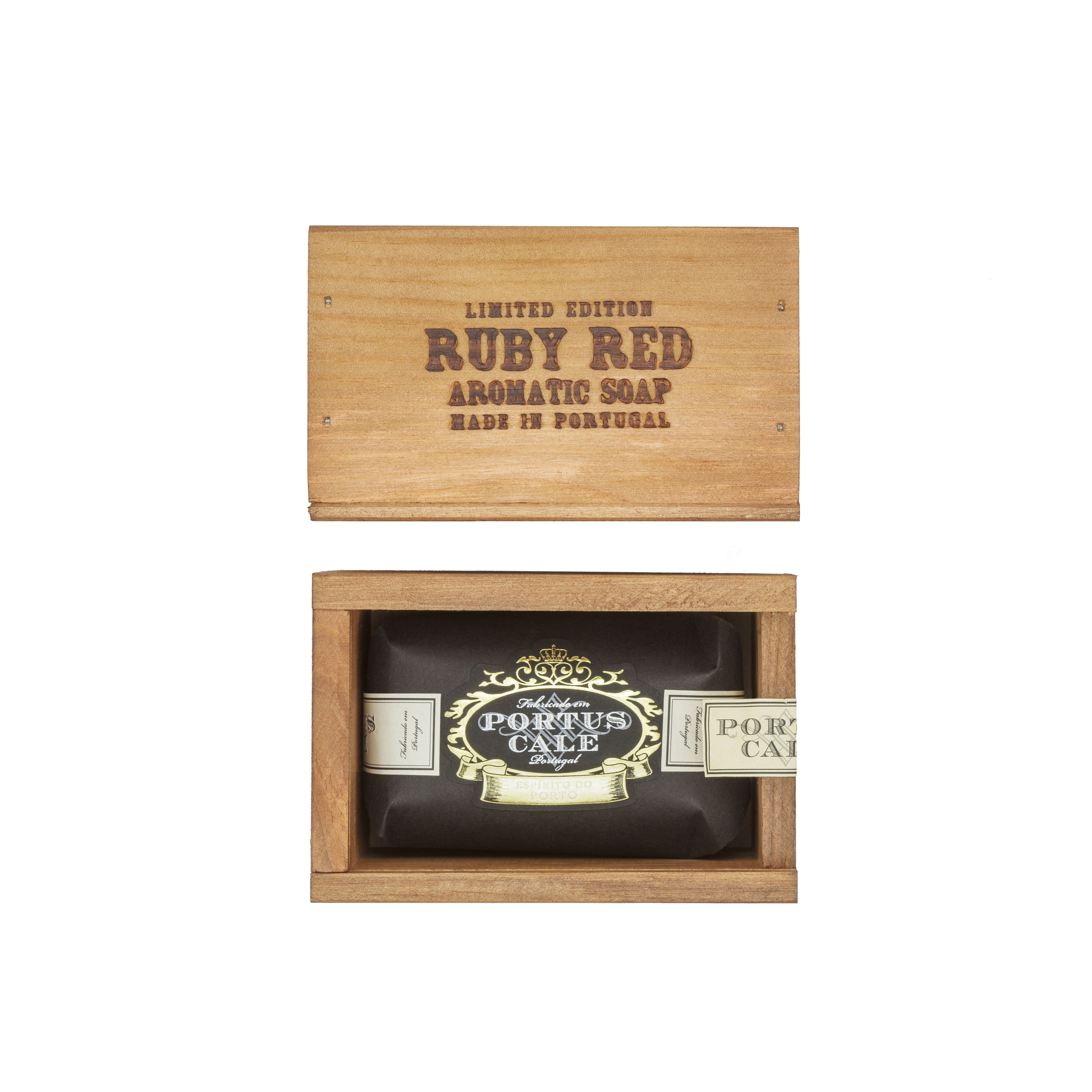 Portus Cale Ruby Red soap in wooden box