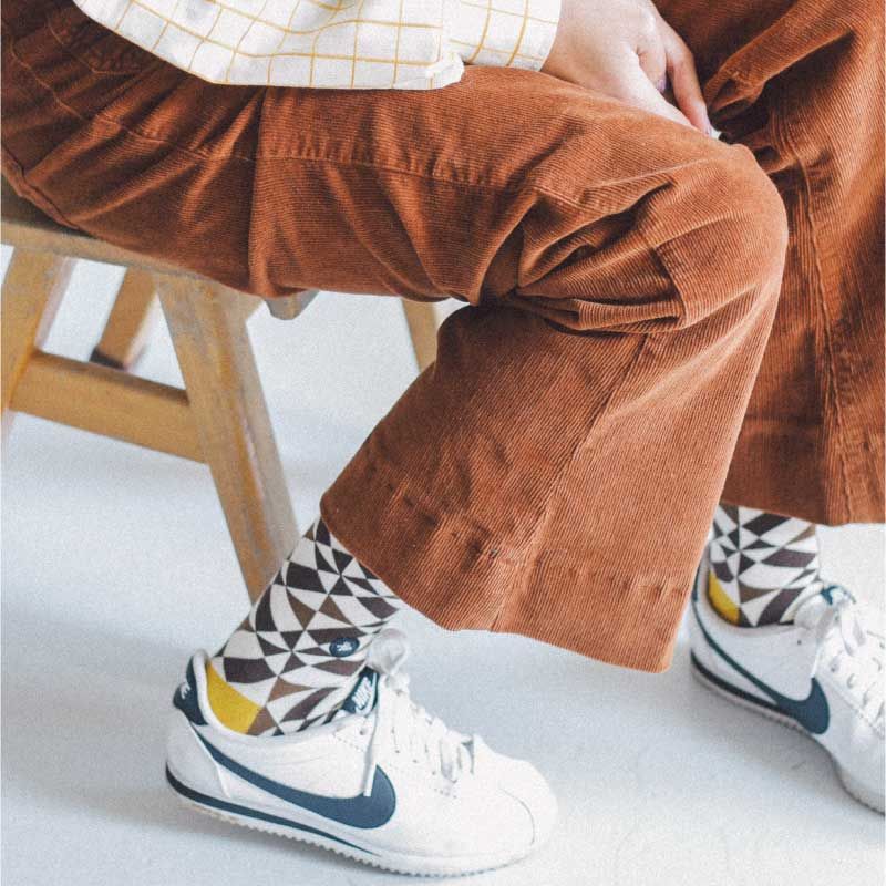 Sir Tile Geometric Brown Socks