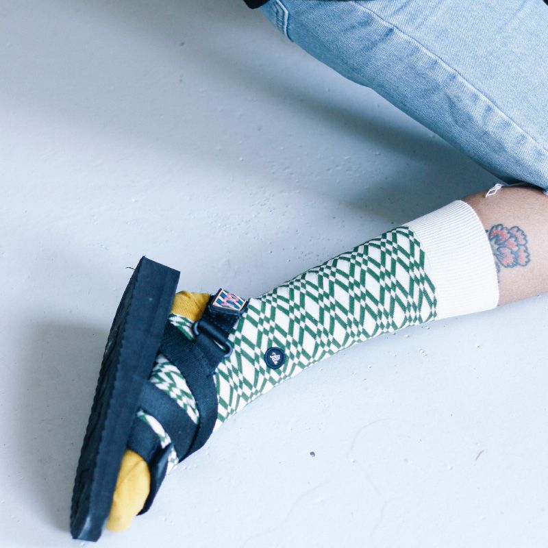 Sir Tile Green Diagonal Socks