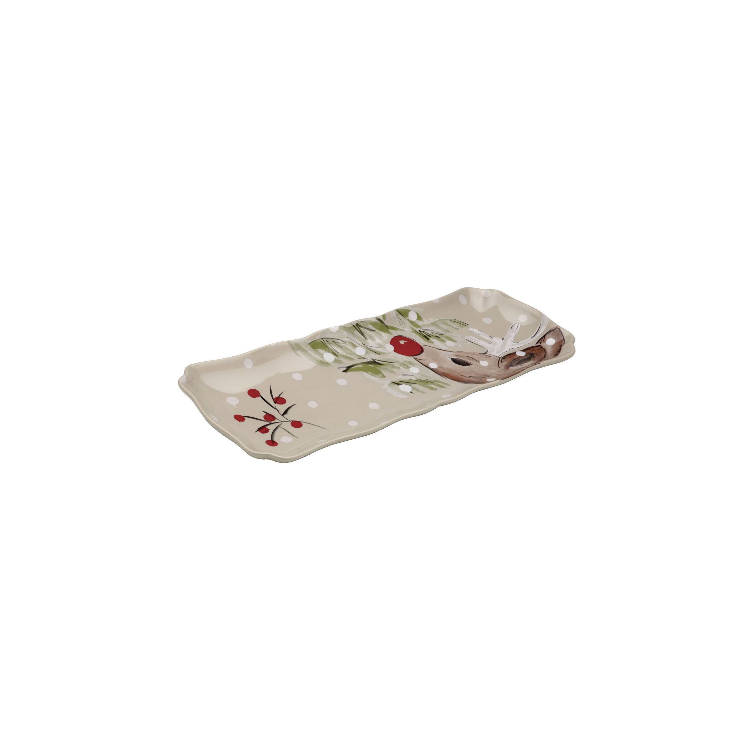 Deer Friends Cream Rectangular Platter