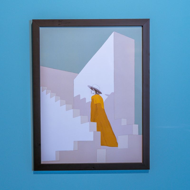 Ilustração "White Stairs" de The Red Wolf A3 (com Moldura)