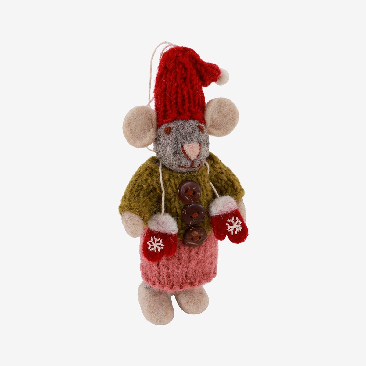 Felt Christmas Decoration – Little Mouse with Mittens